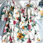 تاپ یقه قایقی flowers