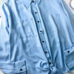 شومیز گره ای آبی ایراددار