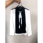 شومیز سفید مشکی ایراددار