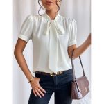 شومیز سفید ویتا ایراددار