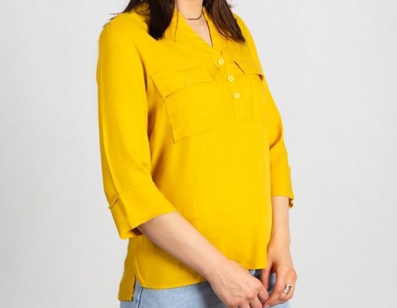 شومیز نخی خردلی
