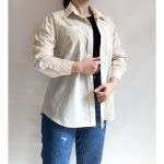 شومیز لینن کرم و مشکی - Image 3