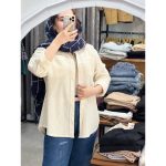 شومیز لینن کرم و مشکی - Image 2