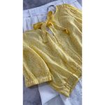 شومیز کراپ زرد گلدار - Image 2