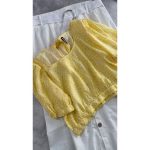 شومیز کراپ زرد گلدار