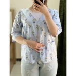 شومیز گلدار نخی