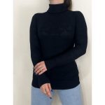 بافت یقه اسکی مشکی طرحدار