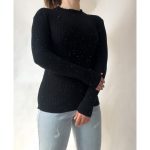 بافت پولک ریز مشکی ایراددار