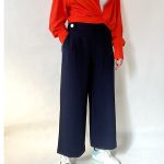 شلوار واید لگ سرمه ای