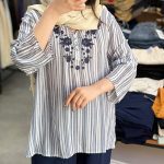 شومیز گلدوزی راه راه