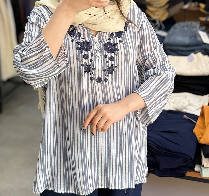 شومیز گلدوزی راه راه