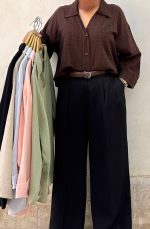 شومیز لینن باکسی آرون