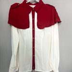 شومیز حریر شیری زرشکی